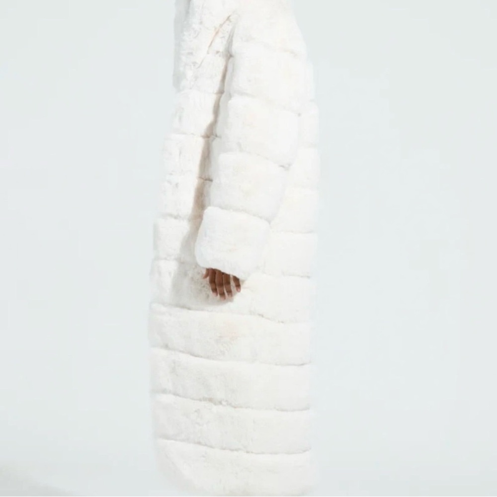 AKIRA White Faux Fur Long Coat